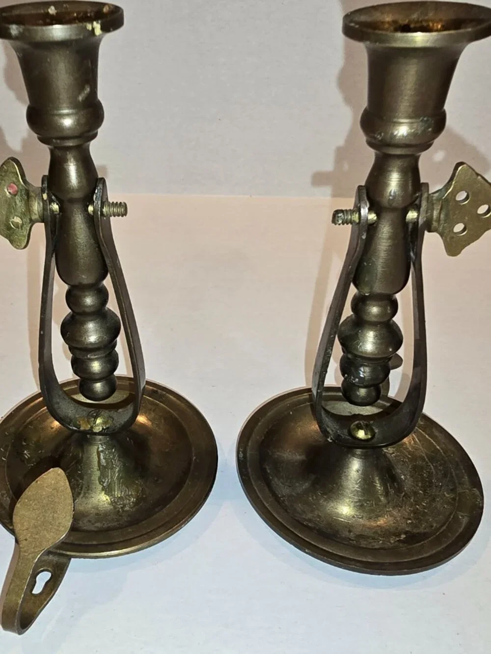 Brass Candlesticks Set of 2 Gimbaled Pivoting 6